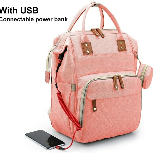 Multi-function Large Capacity Diaper Bag Backpack (Pink) - Picture 2 of 12